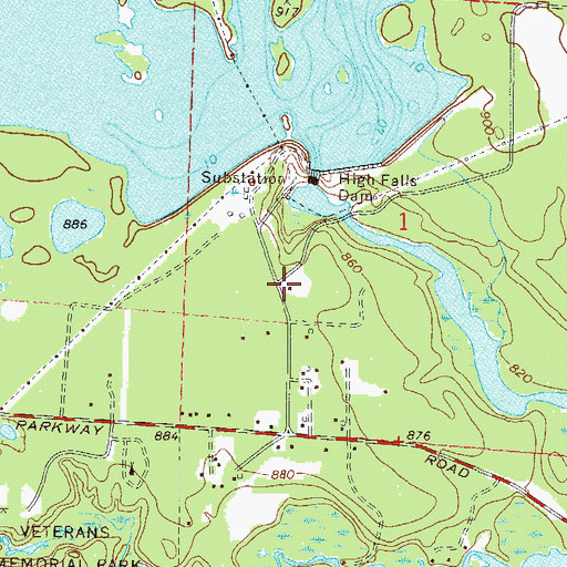 Topographic Map of High Falls School (historical), WI
