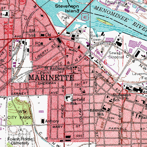 Topographic Map of Holy Trinity Lutheran Church, WI