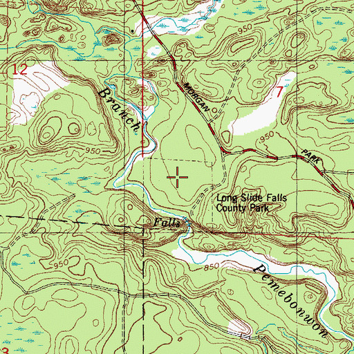 Topographic Map of Long Slide Falls County Park, WI
