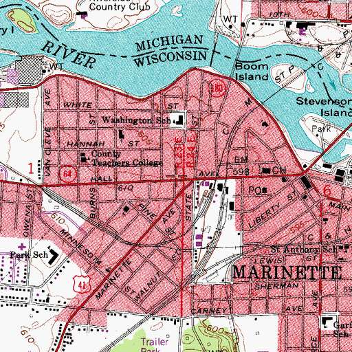 Topographic Map of Marinette Clinic, WI