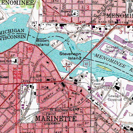 Topographic Map of Marinette County Historical Museum, WI