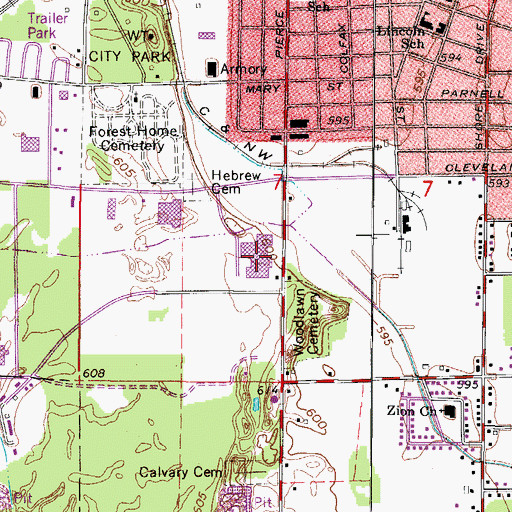 Topographic Map of Marinette High School, WI