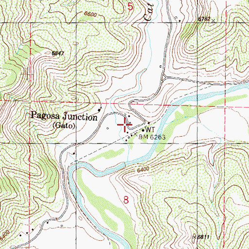 Topographic Map of Pagosa Junction, CO