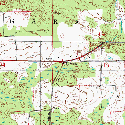 Topographic Map of Niagara Townhall, WI