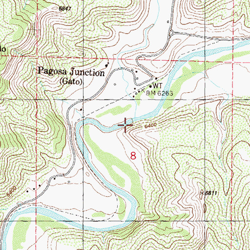 Topographic Map of Cat Creek, CO