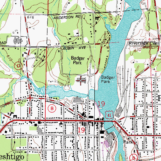 Topographic Map of Peshtigo Elementary Learning Center, WI