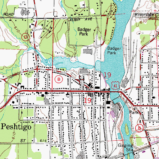 Topographic Map of Peshtigo Fire Museum, WI