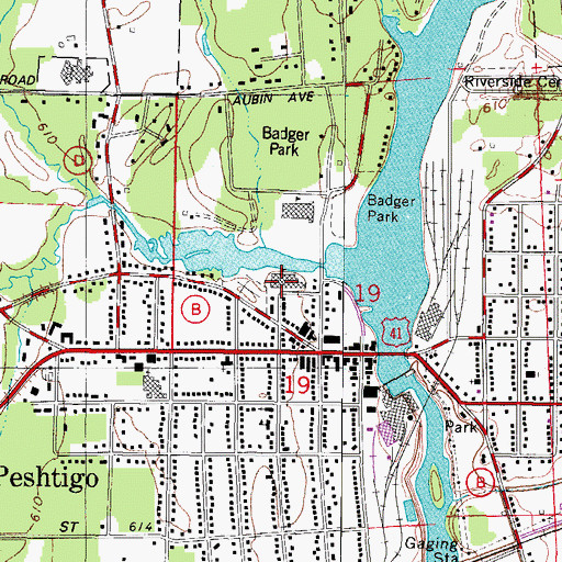 Topographic Map of Peshtigo Middle - High School, WI