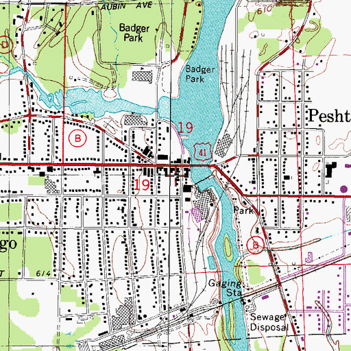 Topographic Map of Peshtigo Post Office, WI