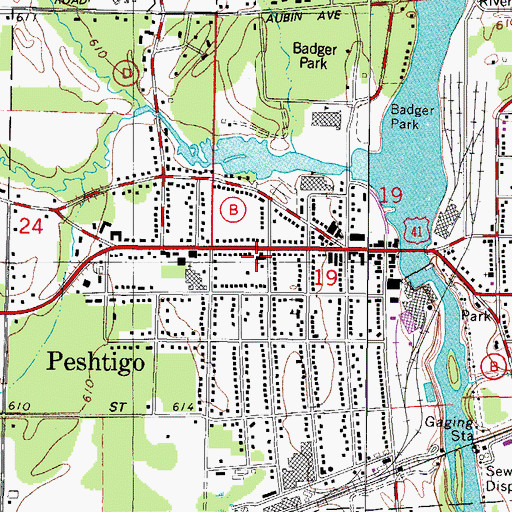 Topographic Map of Peshtigo United Methodist Church, WI