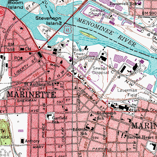 Topographic Map of Saint James Evangelical Lutheran Church, WI