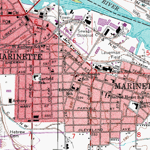 Topographic Map of Saint Josephs Roman Catholic Church, WI