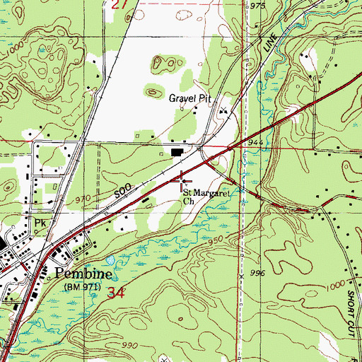 Topographic Map of Saint Margaret Church, WI