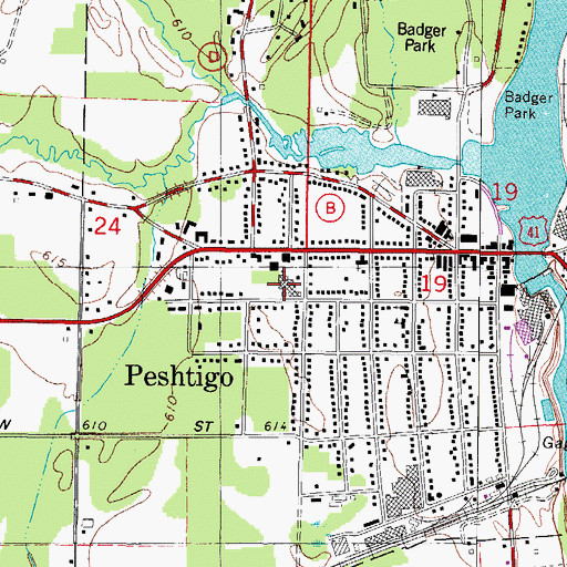 Topographic Map of Saint Marys Catholic Church, WI