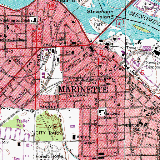 Topographic Map of Sons of Jacob Synagogue (historical), WI