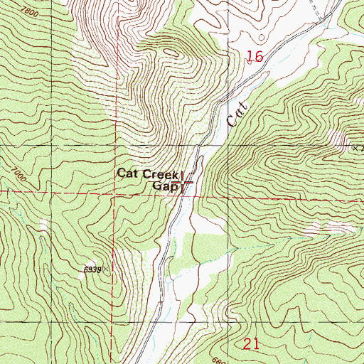 Topographic Map of Cat Creek Gap, CO
