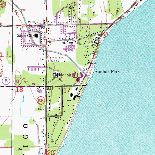 Topographic Map of University of Wisconsin - Marinette Campus, WI