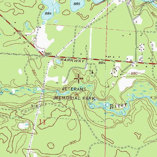 Topographic Map of Veterans Memorial Park, WI
