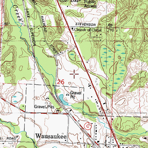 Topographic Map of Wausaukee High School, WI