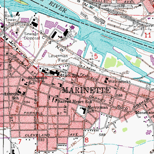 Topographic Map of Zion Lutheran Church (historical), WI