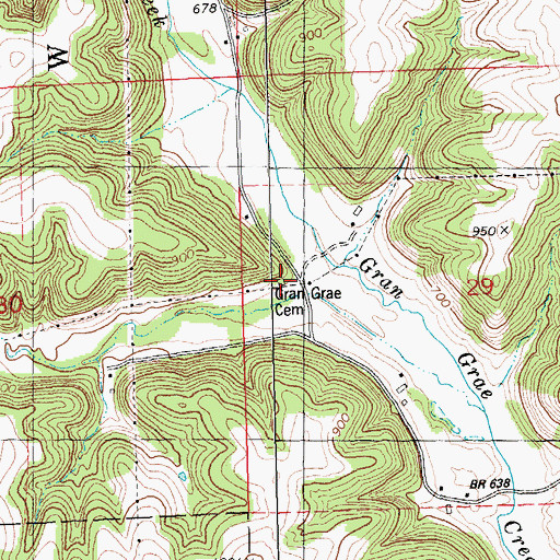 Topographic Map of Gran Grae Cemetery, WI