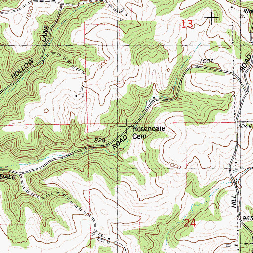 Topographic Map of Rosendale Cemetery, WI