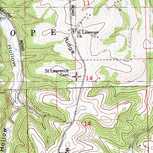 Topographic Map of Saint Lawrence Cemetery, WI