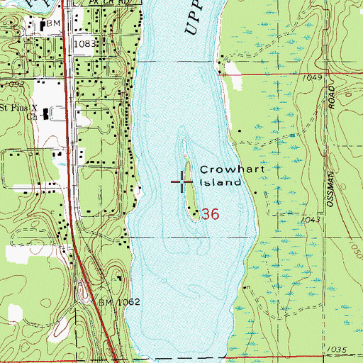 Topographic Map of Crownhart Island, WI