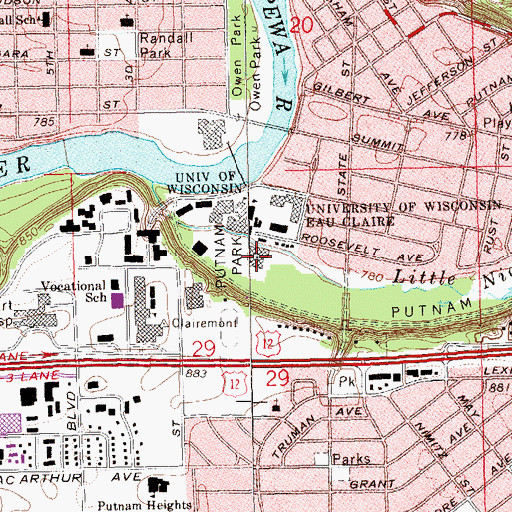 Topographic Map of W R Davies Student Union Building, WI