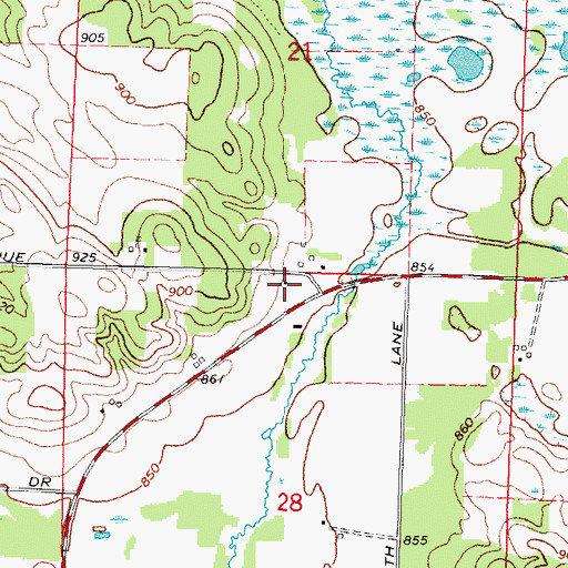 Topographic Map of Blader School (historical), WI