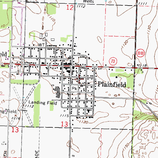 Topographic Map of Plainfield Baptist Church, WI