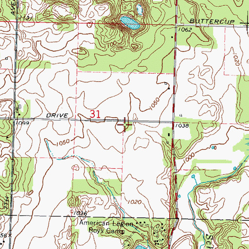 Topographic Map of Potter Church (historical), WI