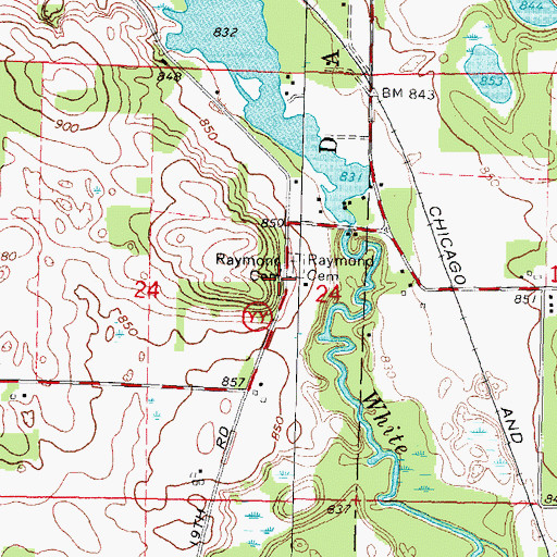 Topographic Map of Raymond Church (historical), WI