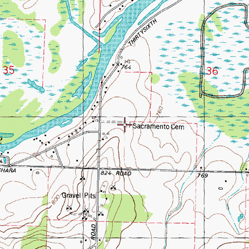 Topographic Map of Sacramento Cemetery, WI