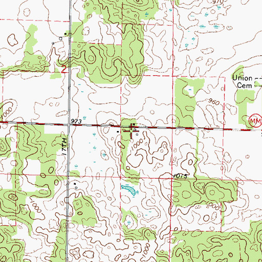 Topographic Map of Willow Grove School (historical), WI