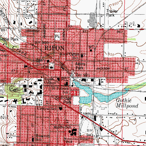Topographic Map of Atkins Park, WI