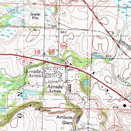 Topographic Map of Arcade School (historical), WI