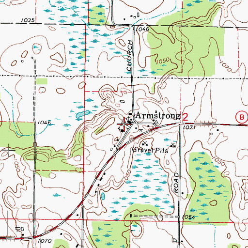 Topographic Map of Armstrong Cemetery, WI