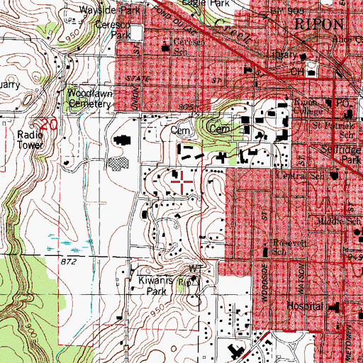 Topographic Map of Ashley Courts, WI