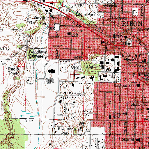 Topographic Map of Bovay Hall, WI