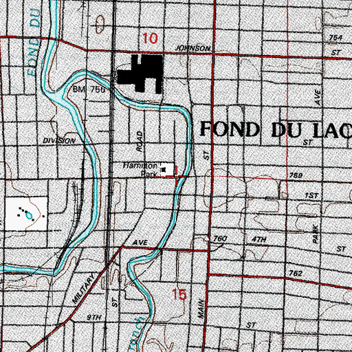 Topographic Map of Cathedral Church of Saint Paul, WI