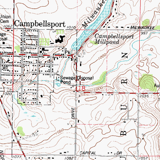 Topographic Map of Columbus Park, WI