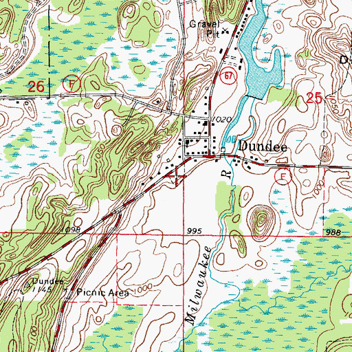 Topographic Map of Sacred Heart Cemetery, WI