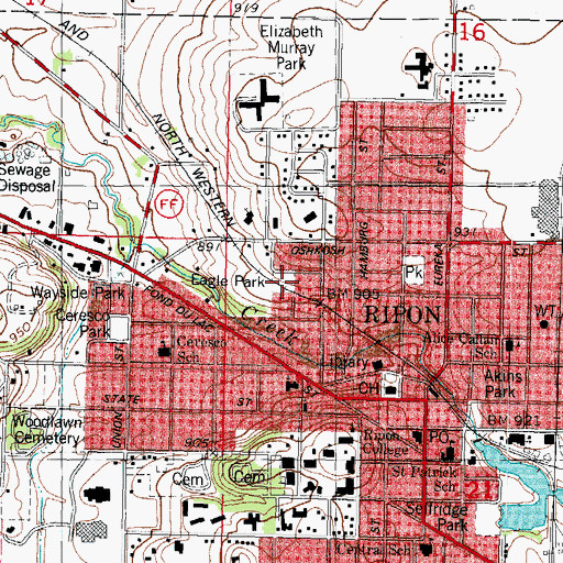 Topographic Map of Eagle Park, WI