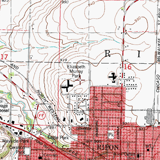 Topographic Map of Elizabeth Murray Park, WI