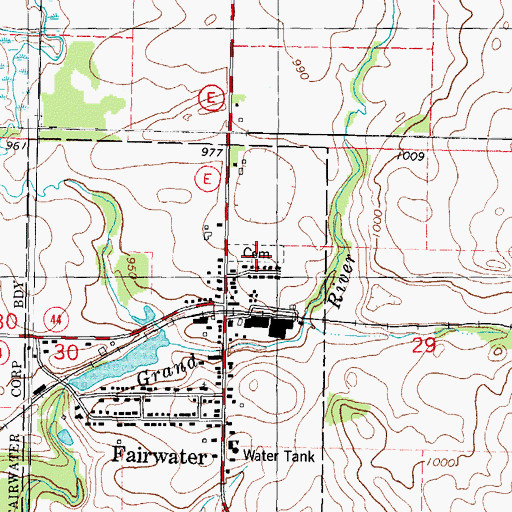 Topographic Map of Fairwater Cemetery, WI