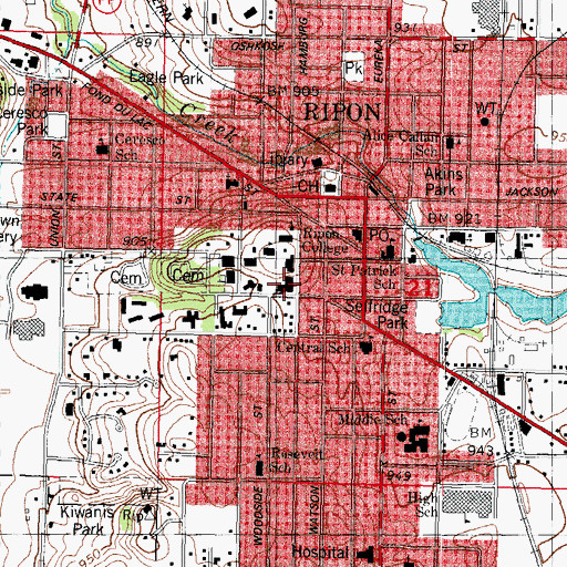 Topographic Map of Farr Hall of Science, WI