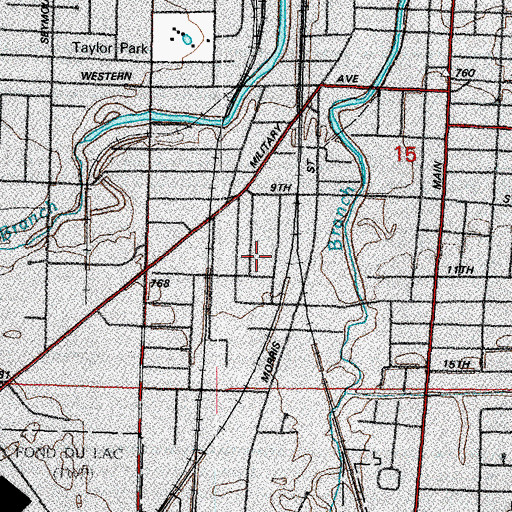 Topographic Map of Fire Station Number 1, WI