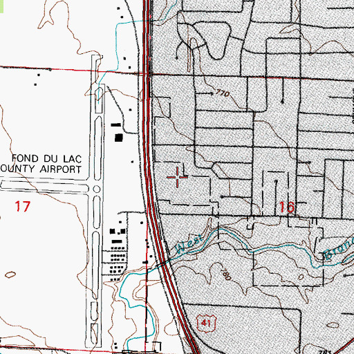 Topographic Map of Fond du Lac City Fire Department Station 3, WI