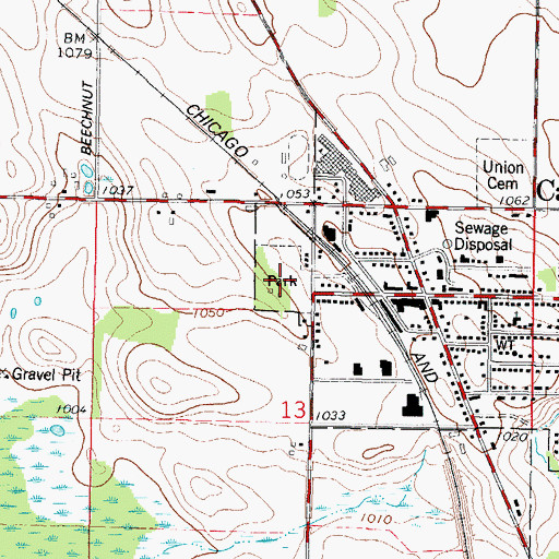 Topographic Map of Firemans Park, WI